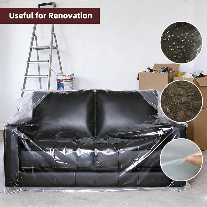 Yotelab Plastic Loveseat Cover for Moving and Storage, 68Wx42Dx62H/41H Inch | Open, No Seal, Clear Moving Bags for Loveseat, Bench, Sofa, or Other Bulky Furniture
