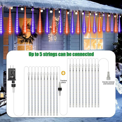 LAMPHOME Halloween Lights Outdoor,12-inch LED Meteor Shower Icicle Lights, 10 Tubes 240 LED String Lights. Waterproof Plug, Shower Rain for Xmas Tree Yard House Decor Purple&Orange