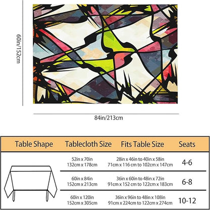 TKS MITLAN Art Graffiti Tablecloth 60x84 Inch Rectangular Abstract Colorful Irregular Geometric Creative Design Oblong Table Cloth Kitchen Table Decorations for Home Dinner Party