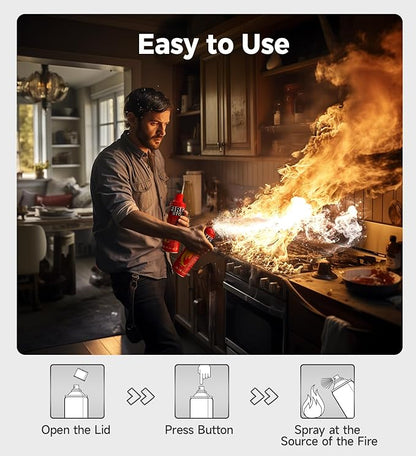 AmzBoom 3-Pack Fire Extinguisher for Home, Kitchen, Car, Camping & Electronics - ABC/K Class with Mounts - Portable, Long-Lasting.
