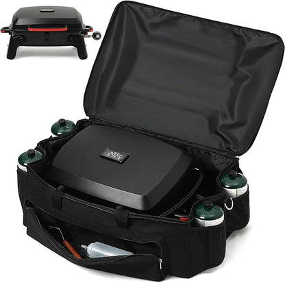 Grill Carry Bag for Megamaster Tabletop Grill 820-0065C, Padded, Bag Only | 3mm Padded, Storage Pockets for Propane Tanks & BBQ Tools, Padded Reinforced Handle & Straps, Carrying Case for Camping