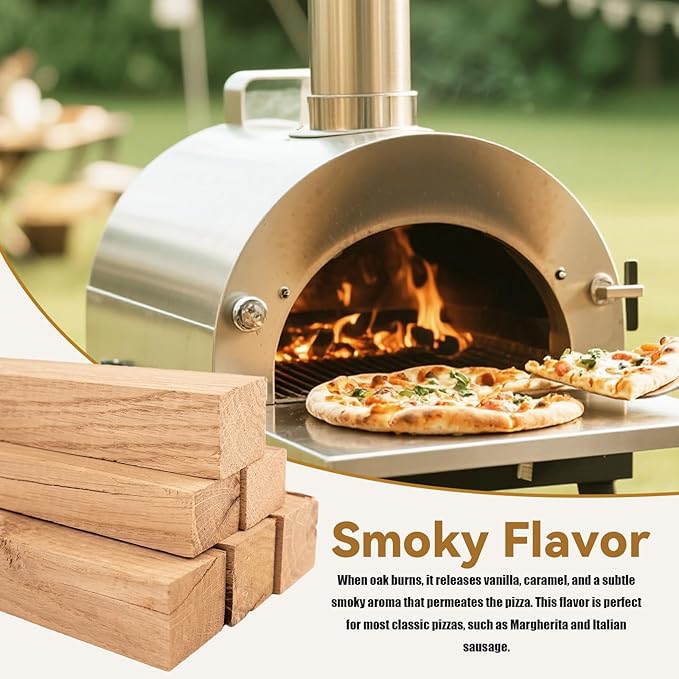 Pizza Oven Wood 19 Lbs Kiln-Dried Oak 8 Inch Mini Barkless Cooking Logs for Pizza Ovens, Grills & Smokers, Fits Ooni, Gozney, Solo Stove, for Camping, Fire Pits & Bonfires