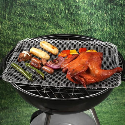 Luxshiny BBQ Grill Mesh Mat: 10Pcs Disposable Aluminum Grill Topper Broiler Net Pans Non-Stick Cooking Grid Grates Pad Baking Tools for Outdoor Camping Barbeque Picnics Backpacking Backyards