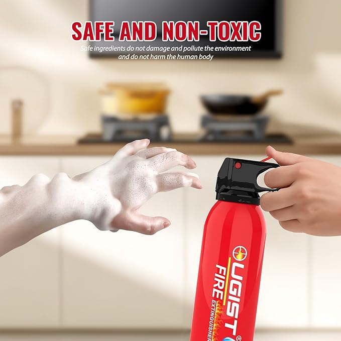 Ougist Small Portable Fire Extinguisher for Home and Kitchen, 21oz Each, 6-Pack, Water-Based Fire Extinguishers for Quick Emergency Response, Prevent Re-Ignition, Ideal for Vehicle and Camping, MSJ620