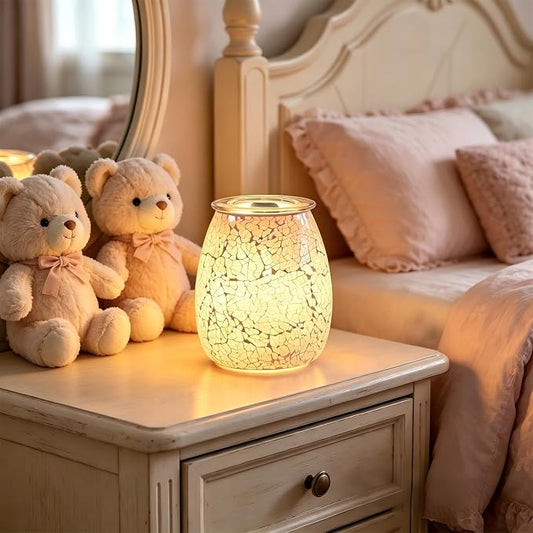 Dicimi 2-in-1 Candle Warmer Lamp, Electric Wax Melt Warmer with Pink Ombre Glass, Night Light & Removable Tray, Flameless Aromatherapy Gift for Home Bedroom Office