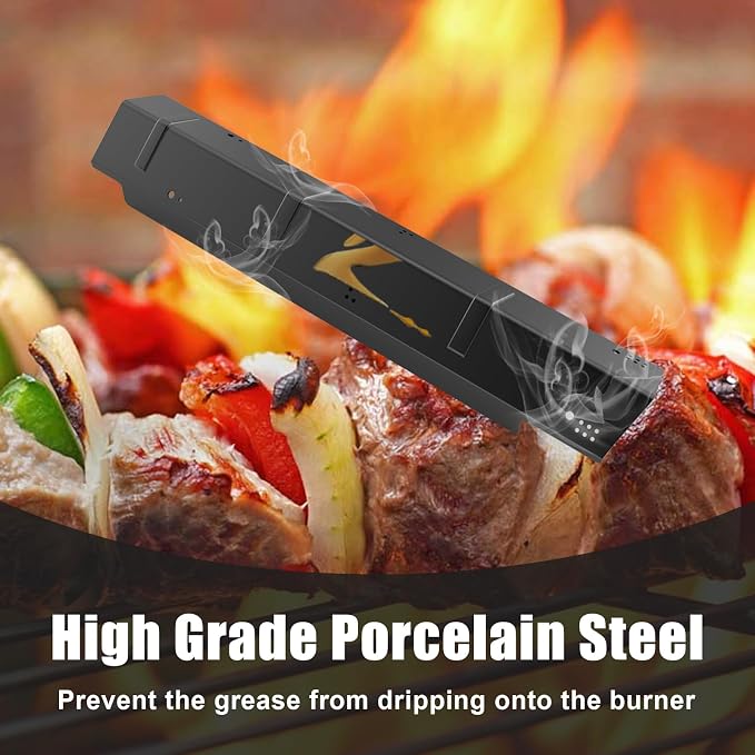 Heat Plates Grill Parts for Dyna Glo DGH450CRP, DGH450CRP-D, DGH450CRN, DGH450CRN-D, DGH451CRP, DGH451CRP-D Grill Models, Porcelain Steel Heat Plates Shield Tent for 4 Burner Grill, 4 Pack