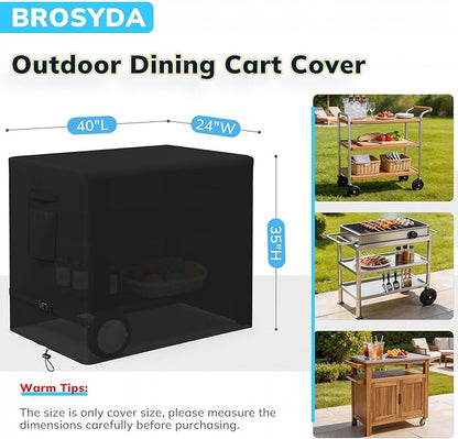 Outdoor Prep Table Cover, Waterproof Outdoor Dining Cart Cover, Heavy Duty Oxford Fabric for Outdoor Storage Cabinet and Utility Cart, 40"L×24"D×35"H, Black