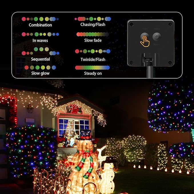 SyouHome Solar String Lights Outdoor, 6 Pack 600 LED Solar Christmas Lights | 236FT, 8 Modes, Auto ON/OFF, Memory Function, Multicolor Waterproof Outdoor Light for Garden, Patio, Balcony, Christmas Decor