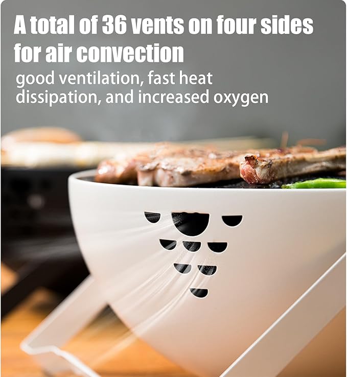 Charcoal Stove, Foldable Portable Barbeque Stove, Barbeque Grill with Anti-Scalding Handle, for Outdoor Garden Table Travel Picnic Pan-Fried Meat Tea Brewing Hot Pot Cooking