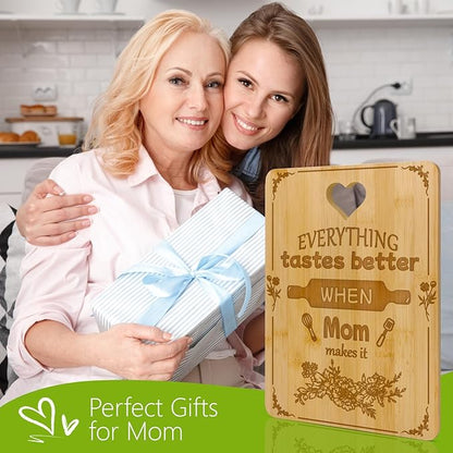 Mother’s Day Bamboo Cutting Board Gift for Mom – Engraved Kitchen Cutting Board with Heart Design – Unique Mom Gifts for Birthday, Christmas, Thanksgiving – Kitchen Decor & Cooking Gift