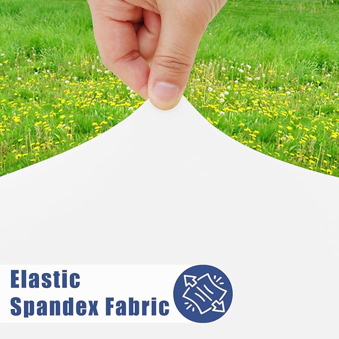 Moosfor 2 Pack Square Spandex Fitted Table Cloth, Elastic Tablecloth | Washable Picnic Table Cover, Stretch Waterproof Table cloths for Party, Patio, Dining, Kitchen, 42" x 42", White
