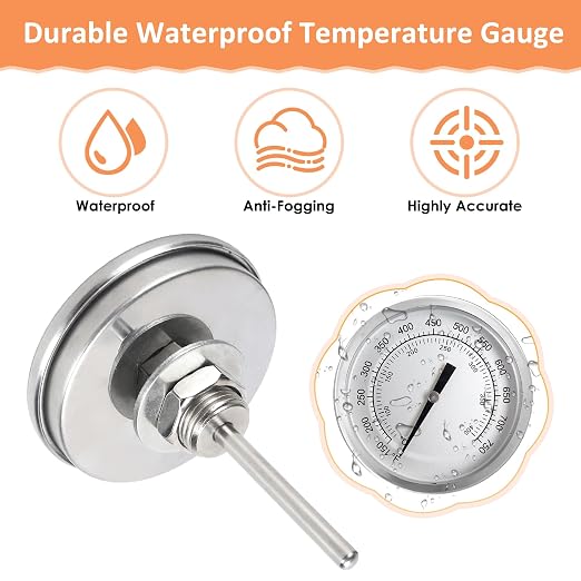 74402 Thermometer for Pit Boss 700Classic, 820/1000 Series, Replace PB1230G | for Pit Boss PB700FB PB700D PB700S PB700SC PB820FB PB820D PB820D2 PB820D3, Replaces Pb1230g, 150-750°F, Waterproof/Fog-proof