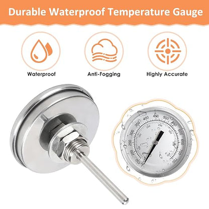 74402 Thermometer for Pit Boss 700Classic, 820/1000 Series, Replace PB1230G | for Pit Boss PB700FB PB700D PB700S PB700SC PB820FB PB820D PB820D2 PB820D3, Replaces Pb1230g, 150-750°F, Waterproof/Fog-proof