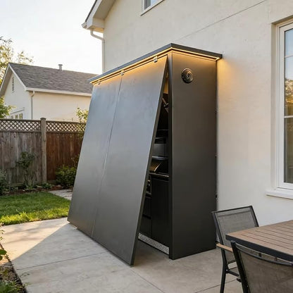 Modern Outdoor Kitchen with Automatic Lift Canopy - Integrated LED System & Smart Storage - Premium Prefab BBQ Island