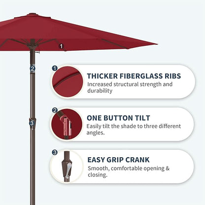 PatioKingdom 11FT Patio Umbrella,Outdoor Umbrella with Push Button Tilt and Crank,Market Table Umbrella with 8 Sturdy Fiberglass Ribs UV Protection