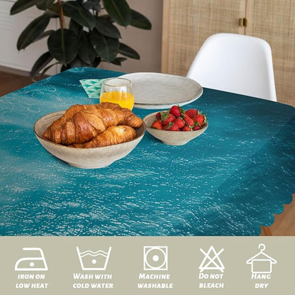 Ocean Decorative Rectangle Tablecloth Waves Blue Sea Water Ripple Rectangle Table Cover Anti-Oil Tablecloth for Dining Tables, Parties, Wedding and Banquet Decoration 52" x 70" 4-6 Seats