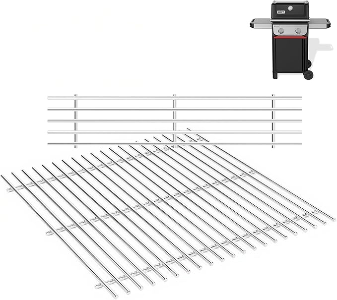 7637 7MM Grill Parts for Weber Spirit 200 & GS4 Spirit II 200 Series with Front-Mounted Control, Spirit E210, E220, S210, S215, 17.5'' SUS304 Stainless Steel Grates for Weber 7637