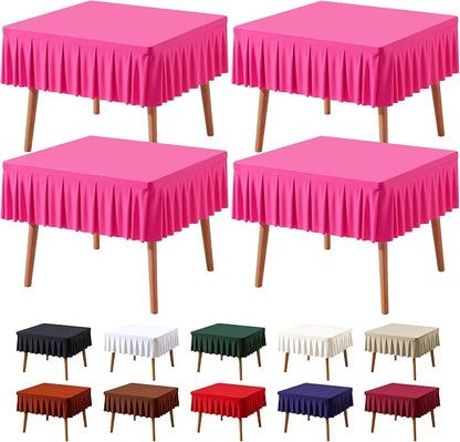 PARTISKY Hot Pink Spandex Square Tablecloths 34x34 Inch 4 Pack, Wrinkle Free Fitted Card Table Cloth Stretch Square Table Cover for Kitchen Dinner, Holiday Party, Wedding Banquet, Display Trade Show