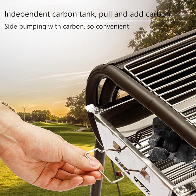 Portable Charcoal Grills Large - Foldable Outdoor Barbecue Grill, Stainless Steel Grill for Camping Patio Backyard Picnic BBQ Party