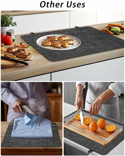Stove Top Covers for Electric Stove 28.5x20.5 Inches, Vintage Black HeatResistant Glass Cooktop Protector, Farmhouse Retro Solid Color Linen Texture Ceramic Stovetop Countertop Covers Mat, Oven Cover