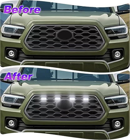 RGB Led Grille Lights for Toyota Tacoma Raptor Grills Light 2020-2023 | 4pcs ,TRD Off Road Sport OEM Grill,Rapt0r Lights for Tacoma 6 LED Upgrade Grille Light