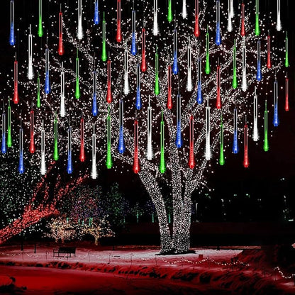 Multicolor Icicle Lights Outdoor, 40-Tube Meteor Shower Light for Christmas | Equivalent to 5 Sets of 8-Tubes, Waterproof Meteor Lights for Xmas New Year Party Outside Decorations, Plug in