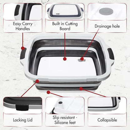 Collapsible XL Smoker & BBQ Prep Tub with Locking Lid | Includes Cutting Board, Meat Marinade & Brine Container For Turkey, Brisket & Ribs - Best Grill Accessories Gifts For Men