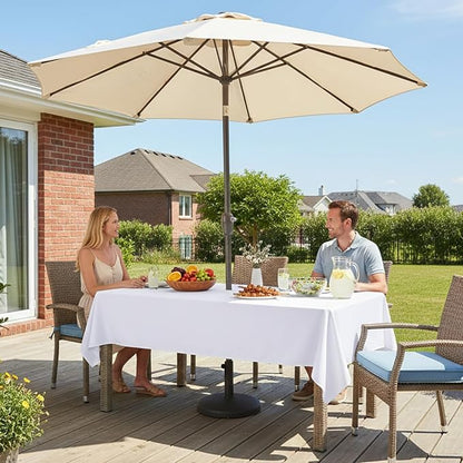 LUSHVIDA Rectangle Outdoor Tablecloth with Umbrella Hole and Zipper, 60x120 Inch White, Washable Waterproof Table Cloth Spill Proof Wrinkle Free Table Cover for Patio Spring Summer Picnic BBQS