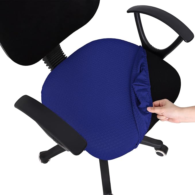 Smiry Office Computer Chair Seat Covers for Desk, Anti-dust Protector | Stretch Jacquard Removable Washable Desk Chair Seat Cushion Protectors, Royal Blue