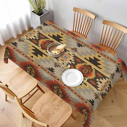 TKS MITLAN Geometric Pattern Decorative Rectangle Tablecloth American Style Aztec Polyester Table Cloth Kitchen Cover for Dining BBQ Picnic Coffee Table 60 x 84 Inch 6-8 Seats