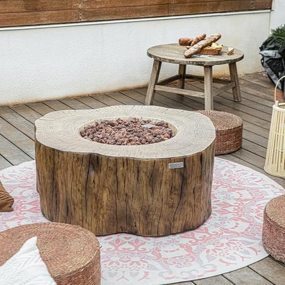Elementi Manchester Outdoor Firepit Table 42 Inches Rectangular Fire Pit Concrete Patio Heater Electronic Ignition Backyard Fireplace Cover Lava Rock Included Liquid Propane