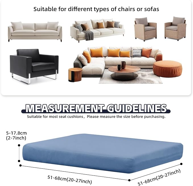 12Pcs Patio Cushion Covers, Outdoor Stretch Cushion Covers, Washable | Stretch Fit, Replacement, Washable and Reusable Furniture Protectors, Fits most patio furniture cushion covers, Cover Only
