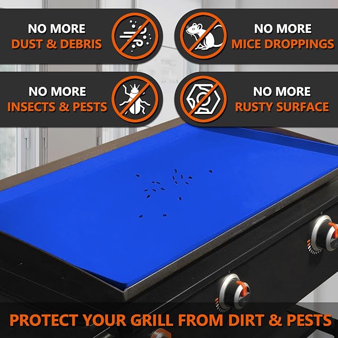 22" Silicone Griddle Mat for Blackstone 22 Inch Grill, Heavy Duty Food Grade Silicone Griddle Cover, Protect Your Grill from Dirt & Rust All Year Round (Blue)