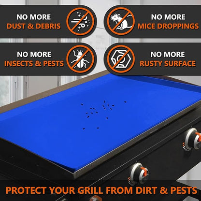 28" Silicone Griddle Mat for Blackstone 28 Inch Grill, Heavy Duty Food Grade Silicone Griddle Cover, Protect Your Grill from Dirt & Rust All Year Round (Blue)