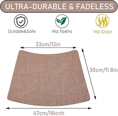 Round Table Placemats Set of 4, Faux Leather Wedge Shape Place Mats Heat Resistant Wipeable Washable Table Mats, Heavy Duty Kitchen Dining Mats(Light pink)