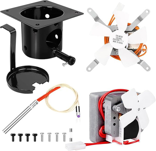Upgraded 2.0 RPM Auger Motor, Fire Burn Pot and Hot Rod Ignitor, Grill Induction Fan for Traeger and Pit Boss Pellet Grill, Fire Pot Replacement for Traeger Parts Replacement, with Ash Remover, Screws