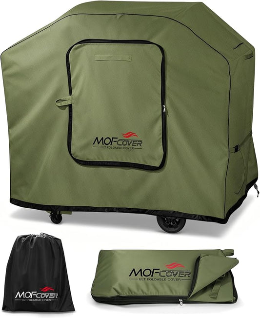 Exclusive Foldable 48 inch Grill Cover, 600D Heavy Duty Waterproof Outdoor BBQ Cover for 2-3 Burners Grill Weber Nexgrill CharBroil, Green