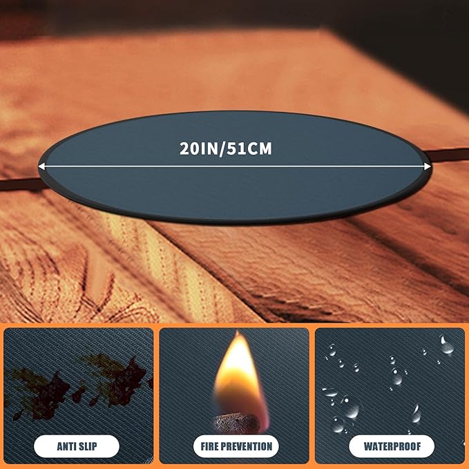 20'' Fire Pit Mat for Solo Stove Mesa/XL Tabletop Fire Pit,3-Layer Fireproof Heat Resistant Under Grill Mat,Easy-to-Clean Waterproof & Non-Slip-Blue