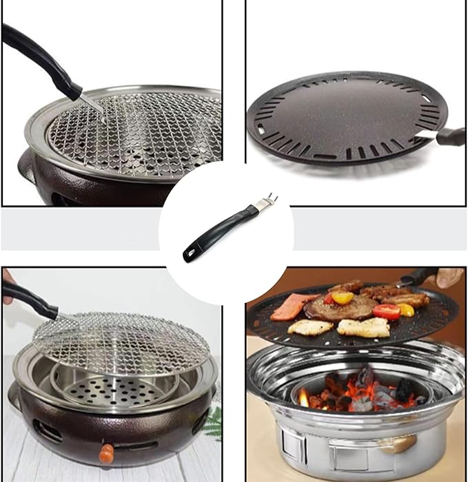 2 Pieces Grill Grate Lifter Gripper, Stainless Steel Grate Grabber Grill Grate Gripper Picker Barbecue Grid Lifter Gripper Picker Grill Grate Lifter Tool for Most Charcoal Grills and Gas Grills