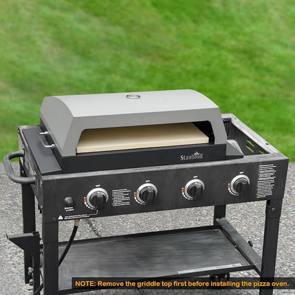 Stanbroil Pizza Oven Attachment for Blackstone 22, 28 & 36 Inch Griddles | 19" x 15" Pizza Stone, Built-In Temperature Gauge, Large Cooking Surface for Outdoor Pizza