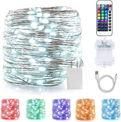 OMIKA LED String Lights Indoor Fairy Light Multi Color Changing, Waterproof Firefly Lights with Remote for Indoor, Bedroom, Wedding, Outdoor Christmas Decor (40 ft 120 LEDs USB & Battery Powered)