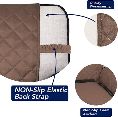 PureFit Reversible Quilted Sofa Cover, Water Resistant Slipcover Furniture Protector, Washable Couch Cover with Non Slip Foam and Elastic Straps for Kids, Pets (X Large, Brown/Beige) | Brown/Beige, Water Resistant Couch Protector, Washable Pet Couch Co...