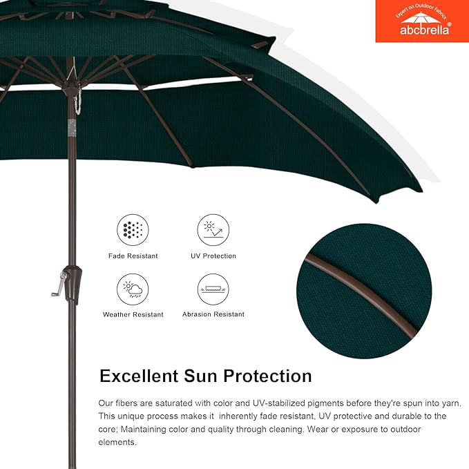 ABCCANOPY 5-Year 10-Year No Fading 9FT 3 Tiers Patio Umbrella, Outdoor Table Umbrella with 8 Sturdy Ribs for Deck, Backyard, Garden, Yard