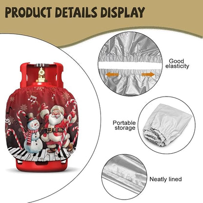 Santa Claus Propane Tank Cover 20lb Waterproof Gas Tank Cylinder Cover for Outdoor Camping Yard Party Easy to Install Grill Accessories Christmas Decoration
