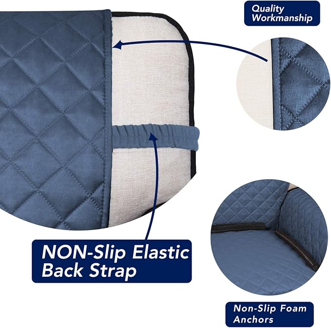 PureFit Reversible Quilted Couch Covers for Dogs Sofa Cover 4 Seater 88" | Dark Blue/Light Blue, Water Resistant Couch Protector, Washable Pet Couch Cover with Non Slip and Elastic Straps For Kids