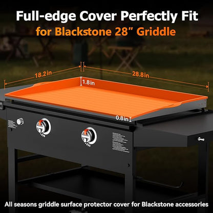 Silicone Griddle Cover for Blackstone - 28 Inch Full-Edge Covered Heavy Duty Food-Grade Silicone Griddle Mat for Blackstone Accessories, Protects Grill from Dirt and Rust