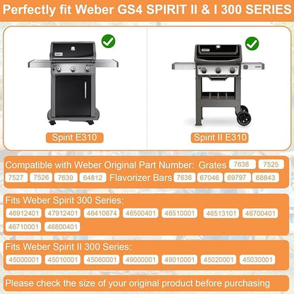 Spirit Grill Parts for Weber GS4 Spirit II/I 300 SER E310 S310 E320 S320 Accessories for Weber Spirit 2 Grill Parts Replacement for Weber Grates 7638 7856 7860,Flavorizer Bars 7636 67046 69797 3400302