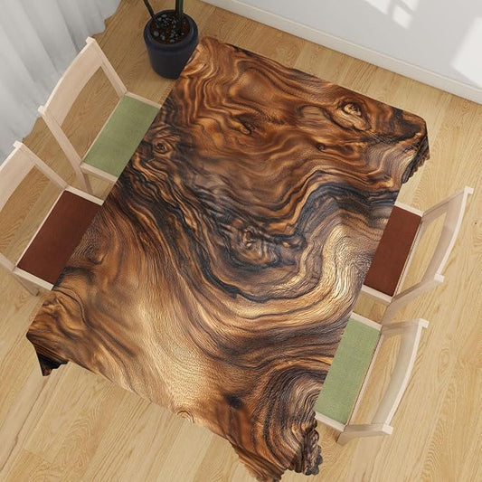 Wood Grain Texture Decorative Rectangle Tablecloth Old Tree Trunk Natural Rectangle Table Cover Anti-Oil Tablecloth for Dining Tables, Parties, Wedding and Banquet Decoration 52" x 70" 4-6 Seats