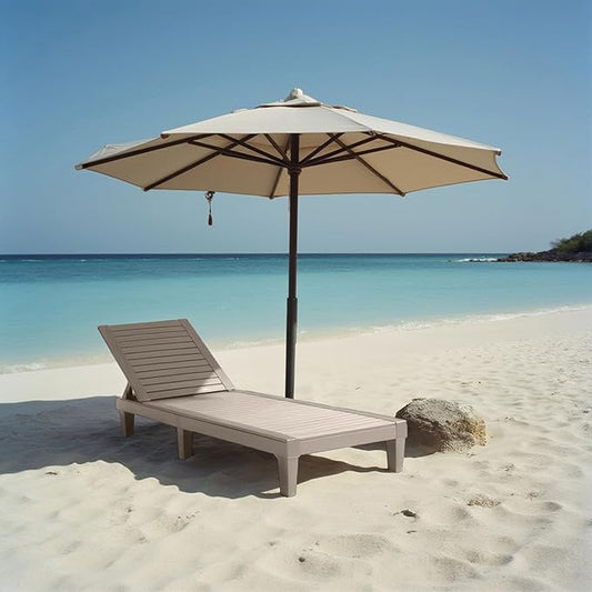 Nestl Sun Tanning Chair - Sand Beige Chaise Lounge Chair Outdoor, Lightweight Pool Lounge Chairs, Adjustable 5-Position Reclining Lawn Chair, Waterproof Beach Outdoor Lounge Chairs