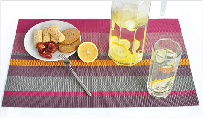Zupro Placemats Set of 4 Washable Heat-Resistant Non Slip Braided Table Mats Woven PVC Vinyl Kitchen Place Mats for Everyday use or Dinner Parties BBQs Indoor and Ourdoor Use.18"x12"(Purple)